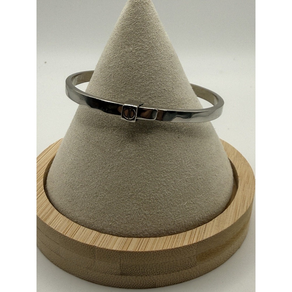 Gold Plated Silver Tone Hinge Bangle Bracelet Adjustable 18KGP 5.75" - 6.25"
